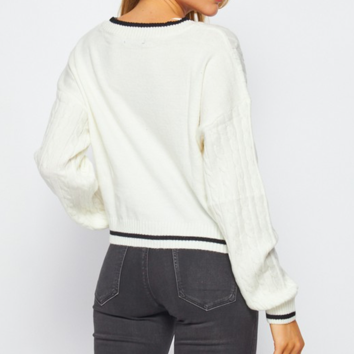 Nayeli Cable Knit Cardigan (4 colors Back, Gray, Khaki & Ivory)